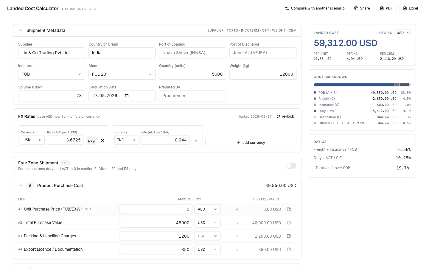 Landed Cost Calculator