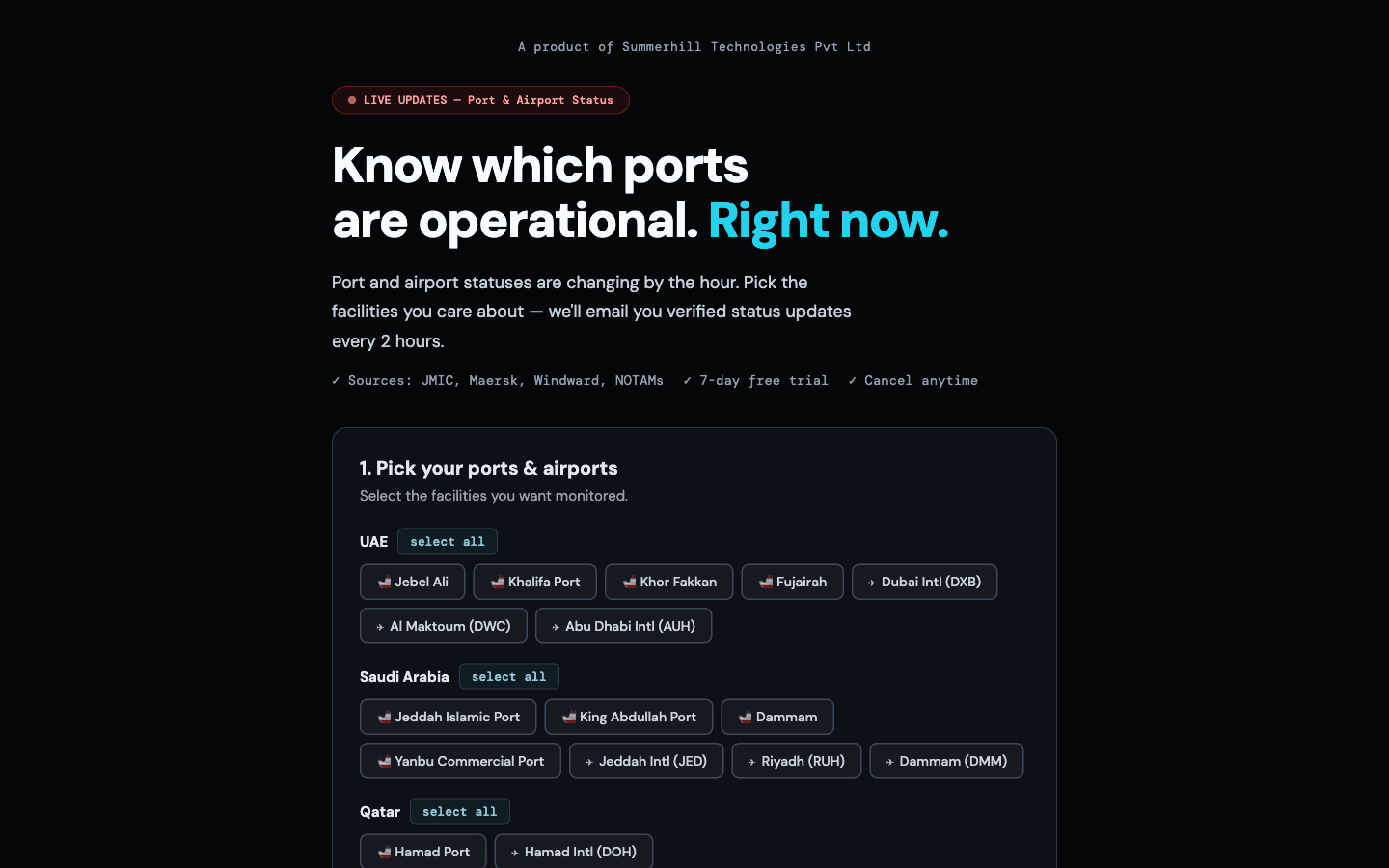 GCC Port Watch landing